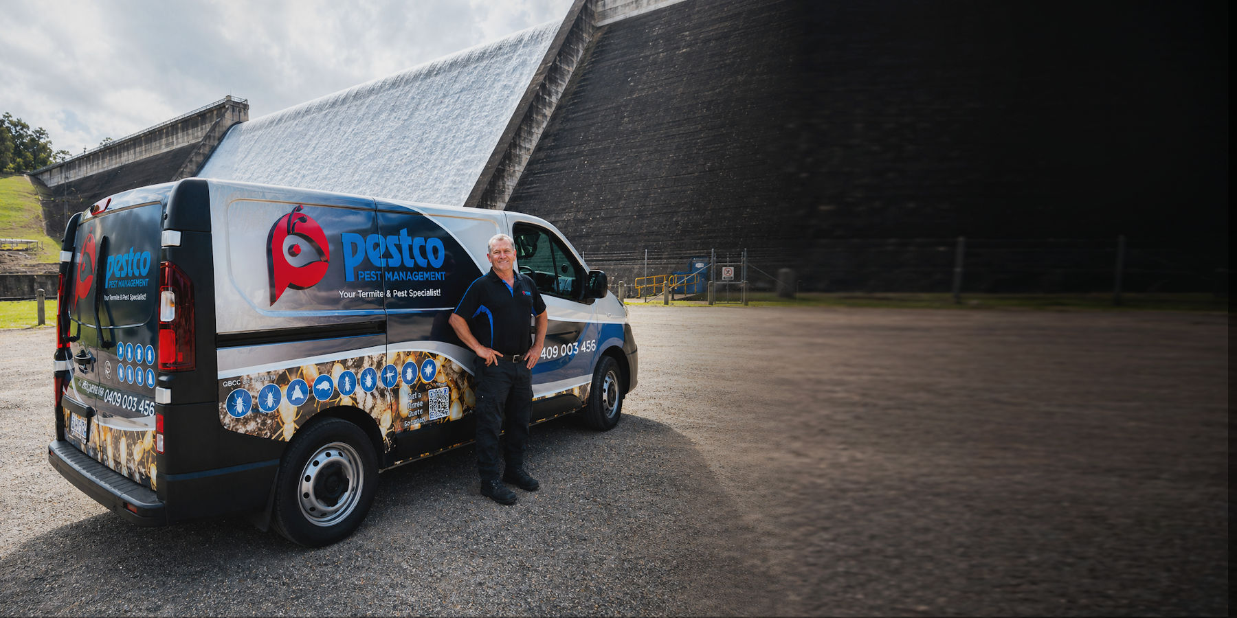 Pest Control Cairns technician with Pestco Pest Management vehicle