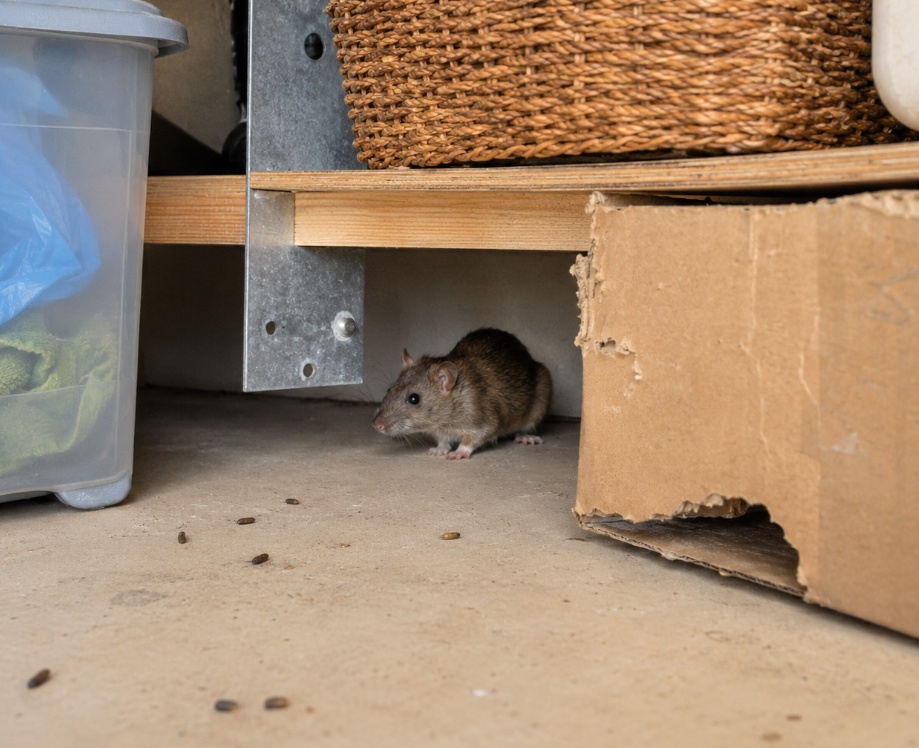 Rodent activity signs in storage area